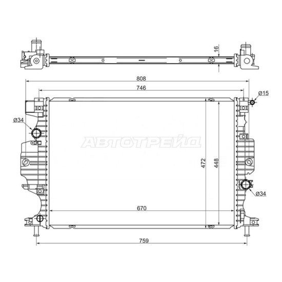 Радиатор FORD MONDEO 1,0T/1,5D/1,6D/2,0D/2,5 14- /GALAXY 2,0D 15-/S-MAX 2,0D 15- SAT