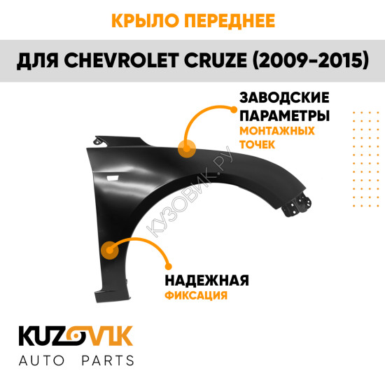 Крыло переднее правое Chevrolet Cruze (2009-2015) c отверстием KUZOVIK