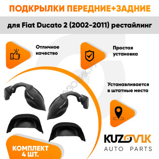 Подкрылки Fiat Ducato 2 (2002-2011) рестайлинг 4 шт комплект передние + задние KUZOVIK Подкрылки Fiat Ducato 2 (2002-2011) рестайлинг 4 шт комплект передние + задние KUZOVIK