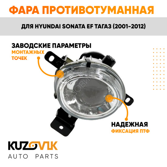 Противотуманная фара левая Hyundai Sonata EF Тагаз (2001-2012) KUZOVIK