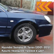 Крыло переднее правое в цвет кузова Hyundai Sonata EF Тагаз (2001-2012) B04 - Атлантида - Тёмно-синий