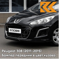 Бампер передний в цвет кузова Peugeot 308 (2011-2015) рестайлинг KTV - NOIR PERLA NERA - Чёрный