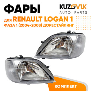 Фары комплект Renault Logan 1 (2005-2013) KUZOVIK