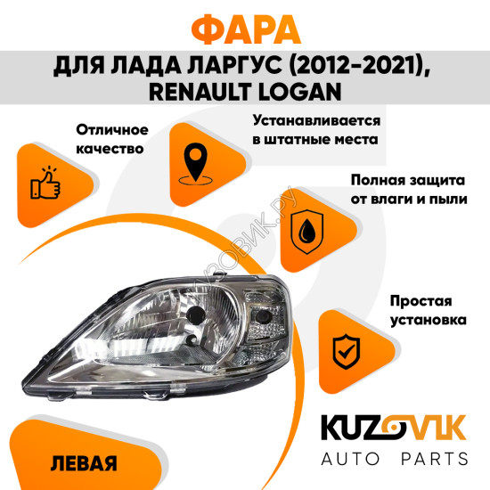 Фара левая Renault Logan 1 (2005-2013) дорестайлинг с корректором KUZOVIK