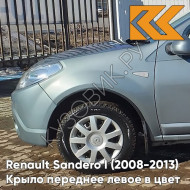 Крыло переднее левое в цвет кузова Renault Sandero 1 (2008-2013) RNZ - BLEU ELECTRIQUE - Серо-голубой